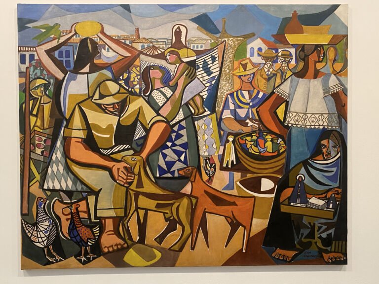 Reprodução do quadro Feira Nordestina, 1954, do pintor brasileiro Di Cavalcanti simboliza economia de solidariedade